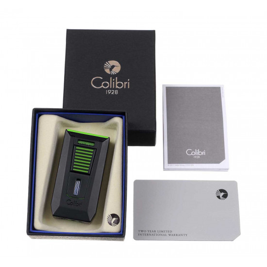 Зажигалки Зажигалка сигарная Colibri Slide (двойное пламя), черно-зеленая от Colibri