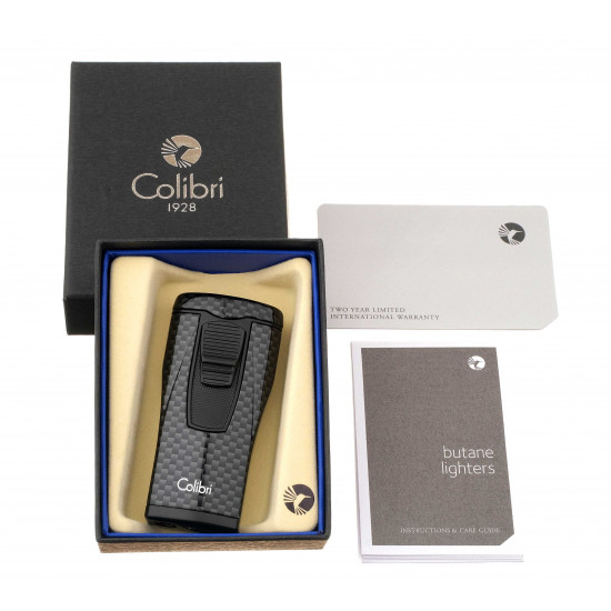 Зажигалки Зажигалка сигарная Colibri Monaco (тройное пламя), черный карбон от Colibri