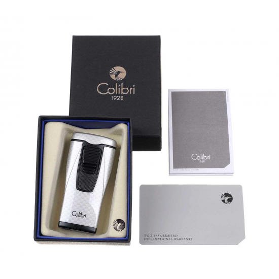 Зажигалки Зажигалка сигарная Colibri Monaco (тройное пламя), серебристый карбон от Colibri